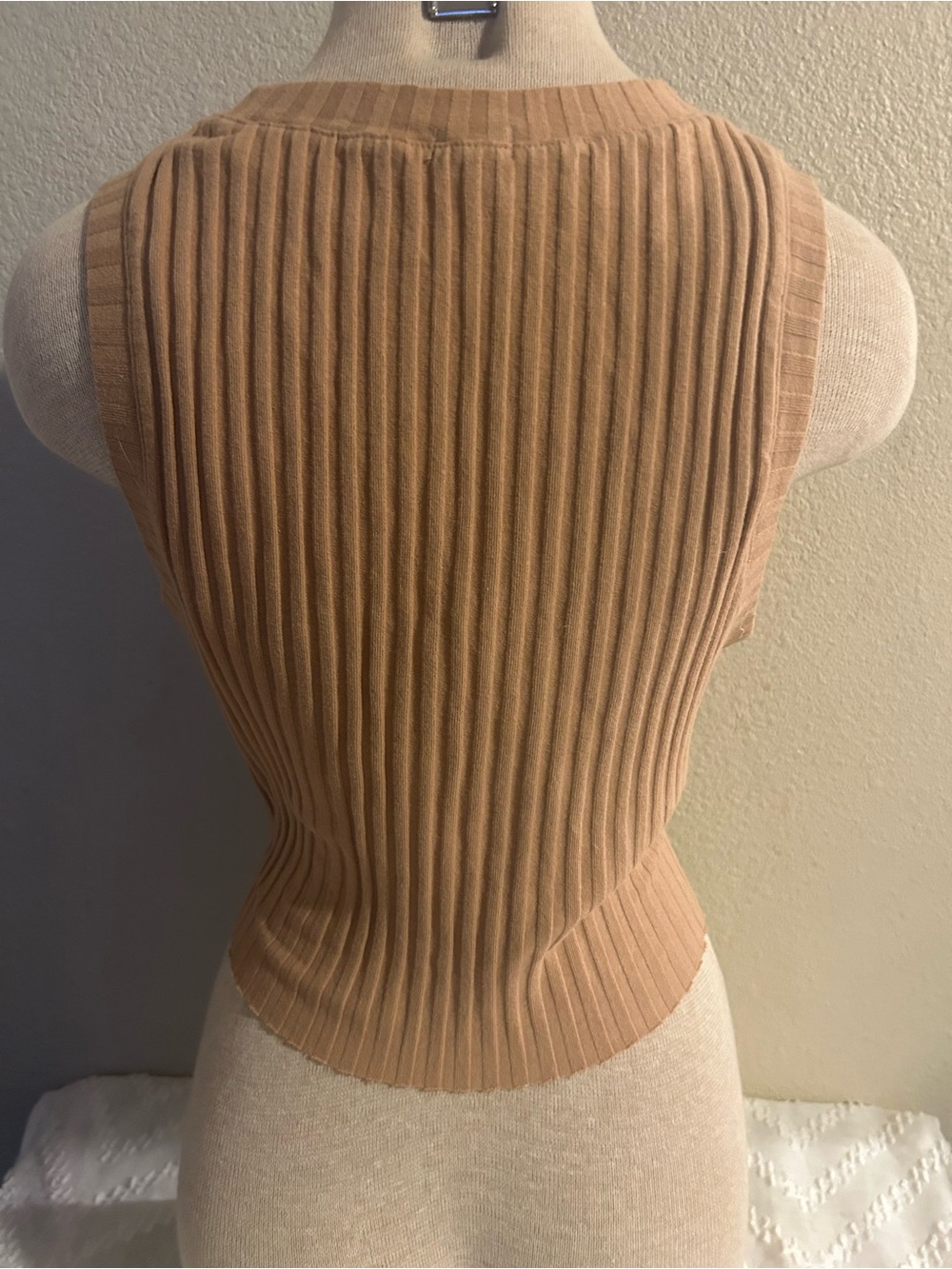 Aerie Sleeveless Ribbed Knit Tank Top - Tan